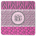 Triple Animal Print Square Rubber Backed Coaster (Personalized)