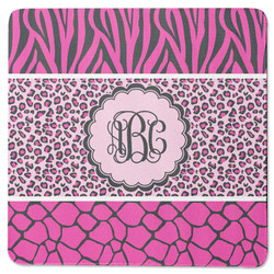 Triple Animal Print Square Rubber Backed Coaster (Personalized)