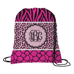 Triple Animal Print Drawstring Backpack - Medium (Personalized)