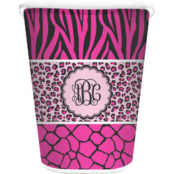 Triple Animal Print Waste Basket - Double Sided (White) (Personalized)