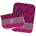 Triple Animal Print Burp Cloths - Fleece - Set of 2 w/ Monogram