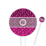 Triple Animal Print 5.5" Round Plastic Stir Sticks - White - Single Sided (Personalized)