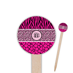 Triple Animal Print 6" Round Wooden Food Picks - Double Sided (Personalized)
