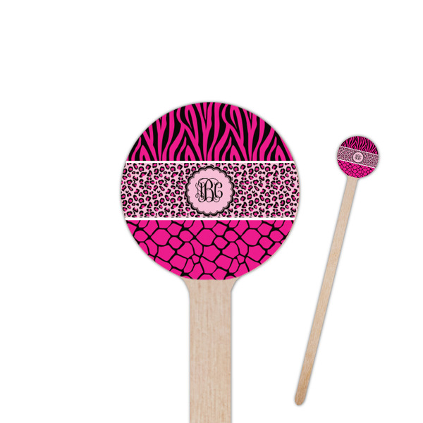 Custom Triple Animal Print 7.5" Round Wooden Stir Sticks - Double Sided (Personalized)