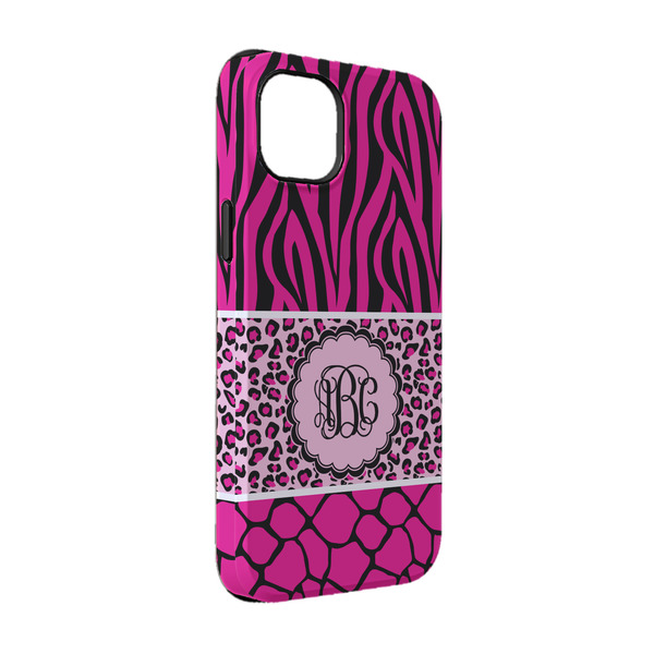 Custom Triple Animal Print iPhone Case - Rubber Lined - iPhone 14 Pro (Personalized)