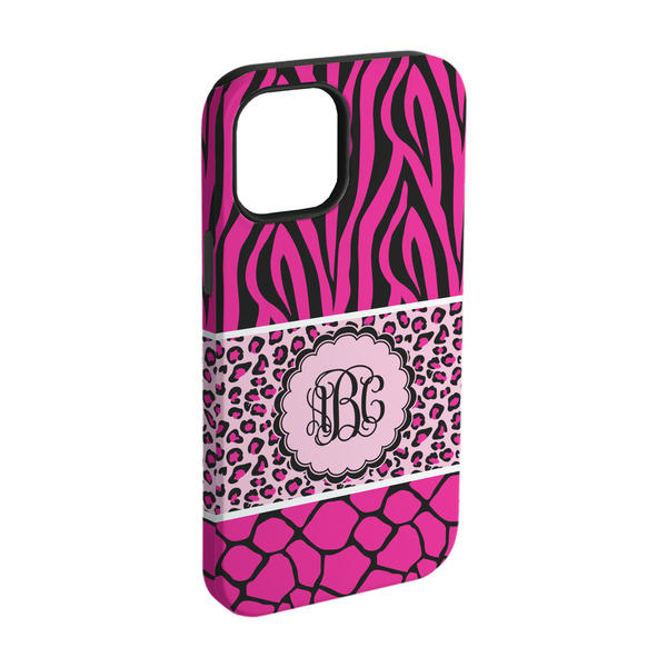 Custom Triple Animal Print iPhone Case - Rubber Lined - iPhone 15 Pro (Personalized)