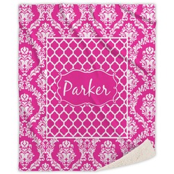 Moroccan & Damask Sherpa Throw Blanket (Personalized)