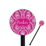 Moroccan & Damask 5.5" Round Plastic Stir Sticks - Black - Double Sided (Personalized)