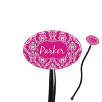 Moroccan & Damask 7" Oval Plastic Stir Sticks - Black - Single Sided (Personalized)