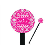 Moroccan & Damask 7" Round Plastic Stir Sticks - Black - Double Sided (Personalized)