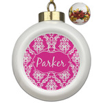 Moroccan & Damask Ceramic Ball Ornaments - Poinsettia Garland (Personalized)