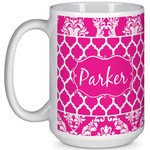 Moroccan & Damask 15 Oz Coffee Mug - White (Personalized)