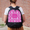 Moroccan & Damask Large Backpack - Black - On Back