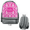 Moroccan & Damask Large Backpack - Gray - Front & Back View