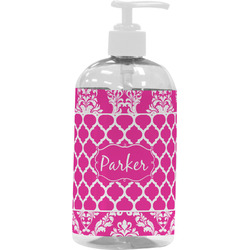 Moroccan & Damask Plastic Soap / Lotion Dispenser (16 oz - Large - White) (Personalized)