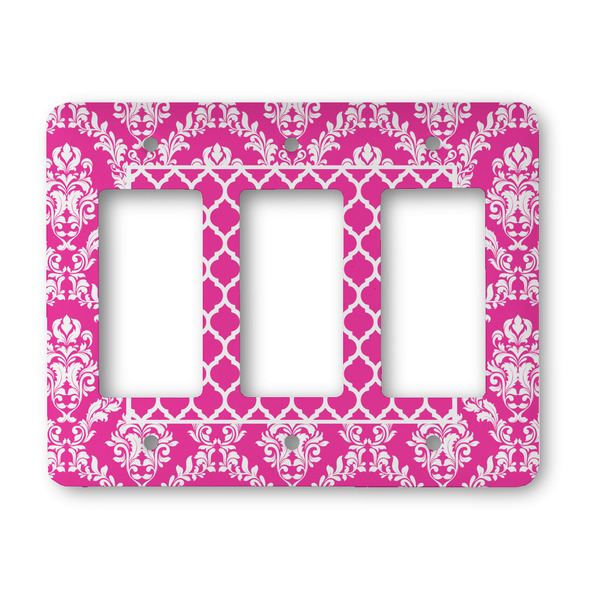 Custom Moroccan & Damask Rocker Style Light Switch Cover - Three Switch