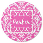 Moroccan & Damask Round Rubber Backed Coaster (Personalized)