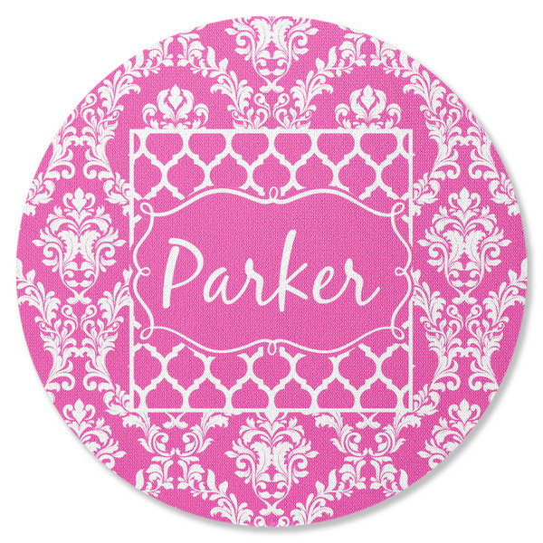 Custom Moroccan & Damask Round Rubber Backed Coaster (Personalized)