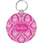 Moroccan & Damask Round Plastic Keychain (Personalized)