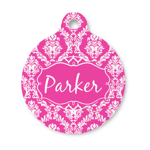 Custom Moroccan & Damask Round Pet ID Tag - Small (Personalized)