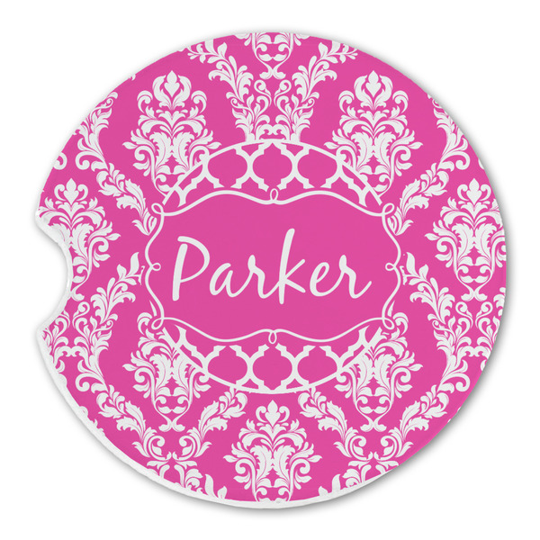 Custom Moroccan & Damask Sandstone Car Coaster - Single (Personalized)