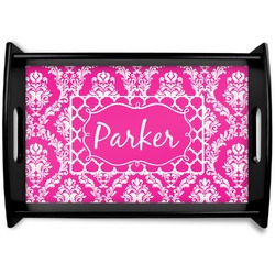 Moroccan & Damask Black Wooden Tray - Small (Personalized)