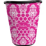 Moroccan & Damask Waste Basket - Single Sided (Black) (Personalized)