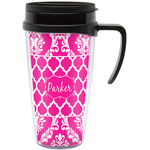 Moroccan & Damask Acrylic Travel Mug with Handle (Personalized)