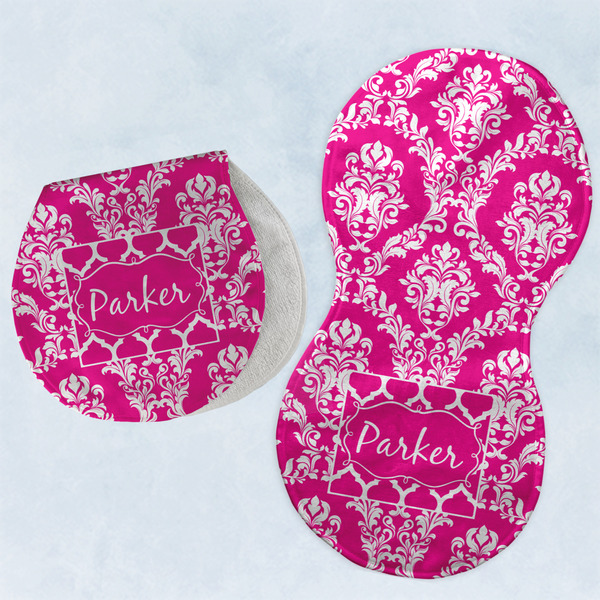 Custom Moroccan & Damask Burp Pads - Velour - Set of 2 w/ Name or Text