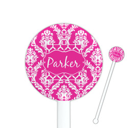 Moroccan & Damask 5.5" Round Plastic Stir Sticks - White - Single Sided (Personalized)