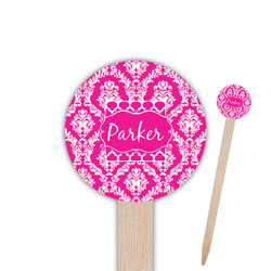 Moroccan & Damask 6" Round Wooden Food Picks - Single Sided (Personalized)
