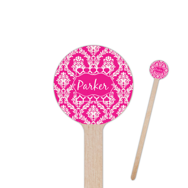 Custom Moroccan & Damask 7.5" Round Wooden Stir Sticks - Single Sided (Personalized)