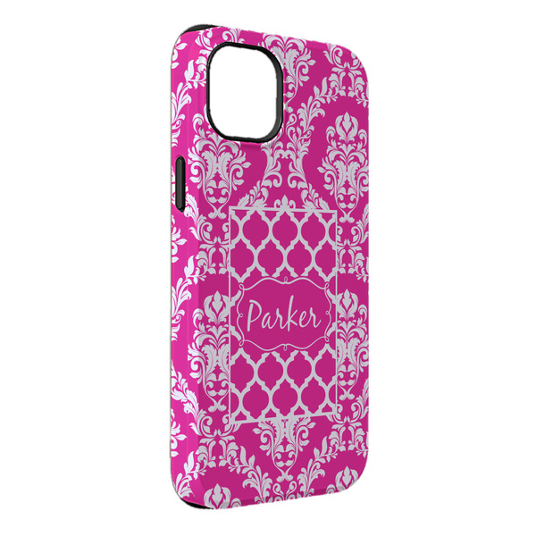 Custom Moroccan & Damask iPhone Case - Rubber Lined - iPhone 14 Plus (Personalized)