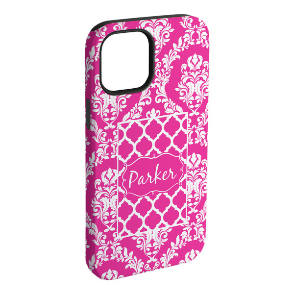 Custom Moroccan & Damask iPhone Case - Rubber Lined - iPhone 15 Plus (Personalized)