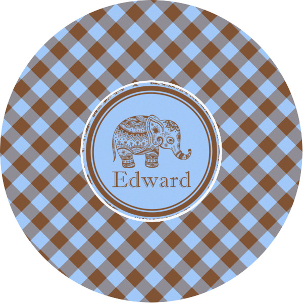 Custom Gingham & Elephants Multipurpose Round Labels - 1" (Personalized)