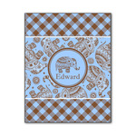 Gingham & Elephants Wood Print - 11x14 (Personalized)