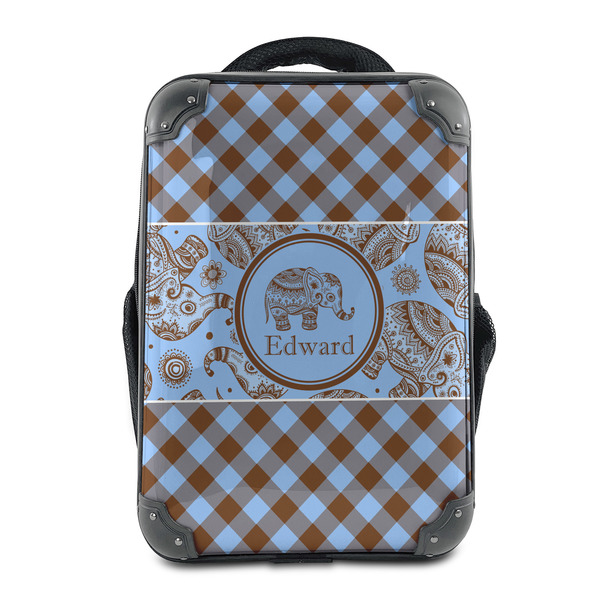 Custom Gingham & Elephants 15" Hard Shell Backpack (Personalized)