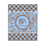 Gingham & Elephants Wood Print - 16x20 (Personalized)