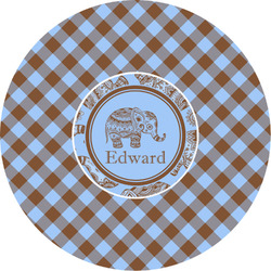 Gingham & Elephants Multipurpose Round Labels - 2" (Personalized)