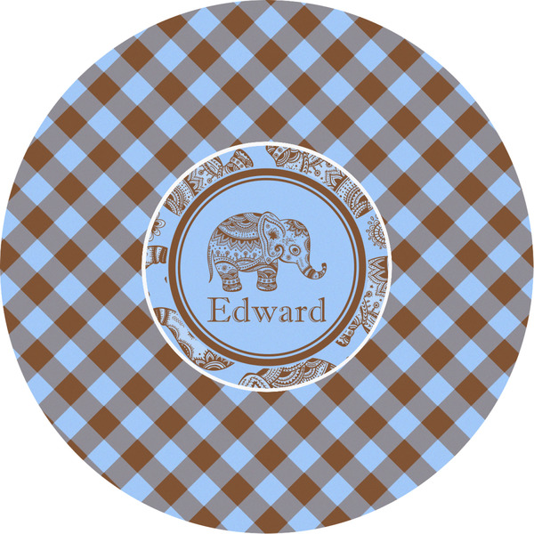 Custom Gingham & Elephants Multipurpose Round Labels - 2" (Personalized)