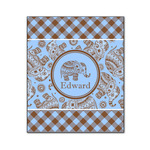 Gingham & Elephants Wood Print - 20x24 (Personalized)