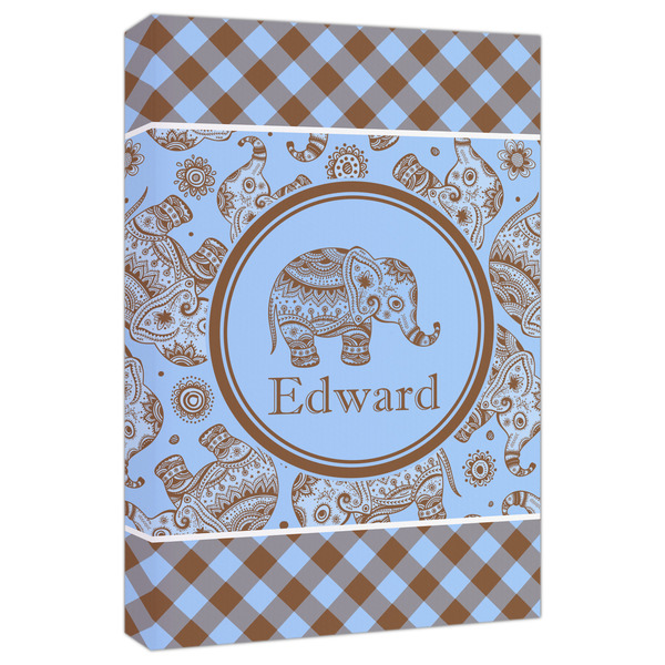 Custom Gingham & Elephants Canvas Print - 20x30 (Personalized)