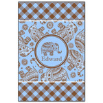 Gingham & Elephants Wood Print - 20x30 (Personalized)