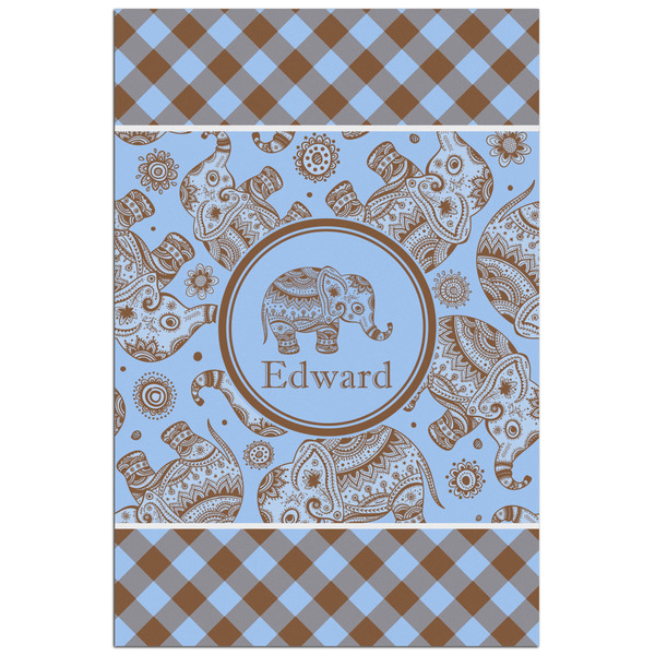 Custom Gingham & Elephants Poster - Matte - 24x36 (Personalized)