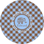 Gingham & Elephants Multipurpose Round Labels - Custom Sized (Personalized)