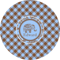 Gingham & Elephants Multipurpose Round Labels - 3" (Personalized)