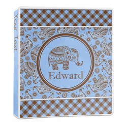 Gingham & Elephants 3-Ring Binder - 1 inch (Personalized)