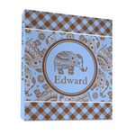 Gingham & Elephants 3 Ring Binder - Full Wrap - 1" (Personalized)