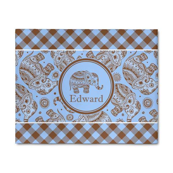 Custom Gingham & Elephants 8' x 10' Indoor Area Rug (Personalized)