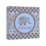 Gingham & Elephants Canvas Print - 8x8 (Personalized)